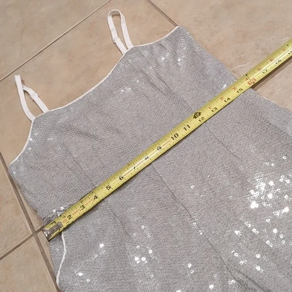 Anthropologie | Claudette Sequin Jumpsuit | Size 6 | Silver - Picture 5 of 14